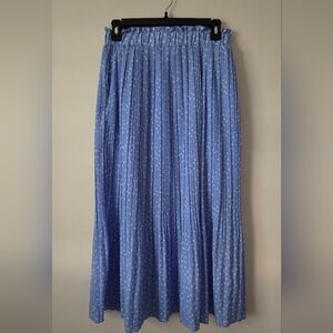 Exlura Blue Polka Dot Pleated Maxi Skirt Size M